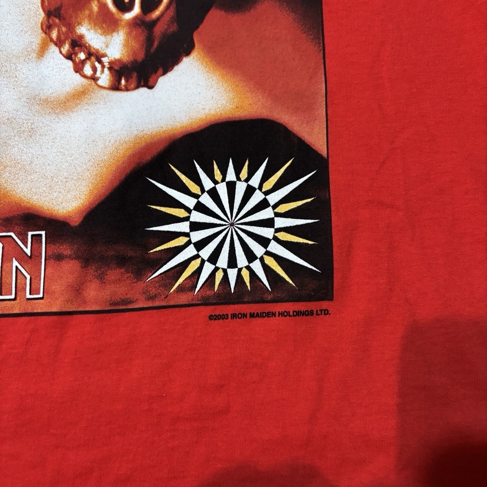 Vintage Iron Maiden Shirt Mens XL Red Dance Of Death World Tour 2003 Euro Skull - Picture 7 of 11